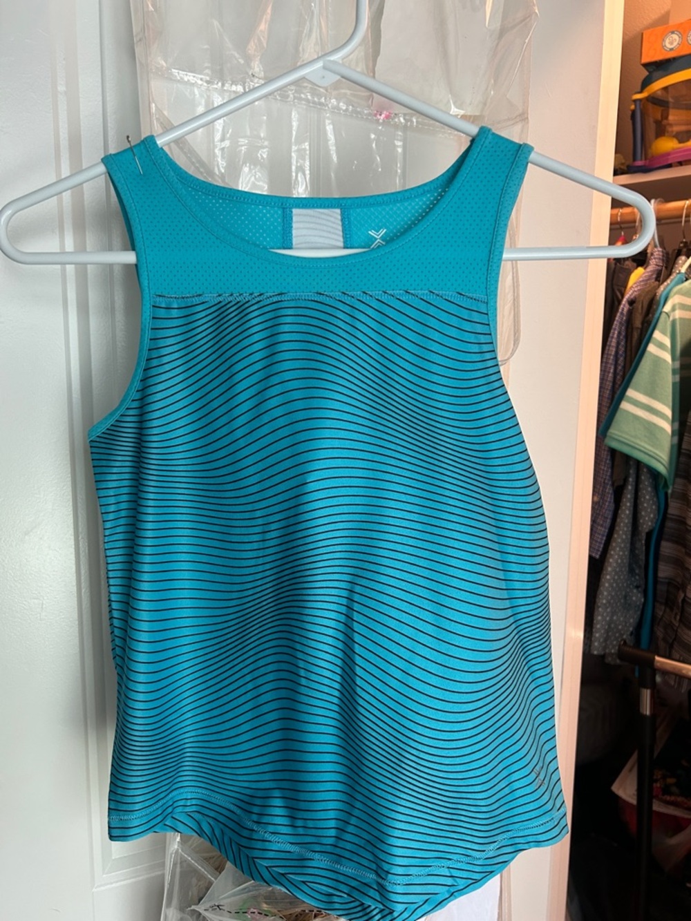 Xersion Teal Striped Performance Tank